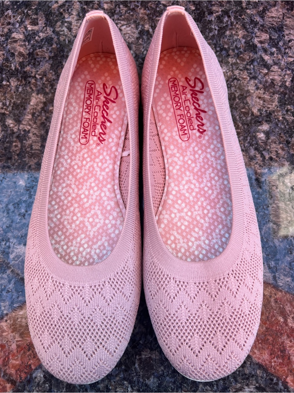Skechers Light Pink Knit Memory Foam Slip-Ons